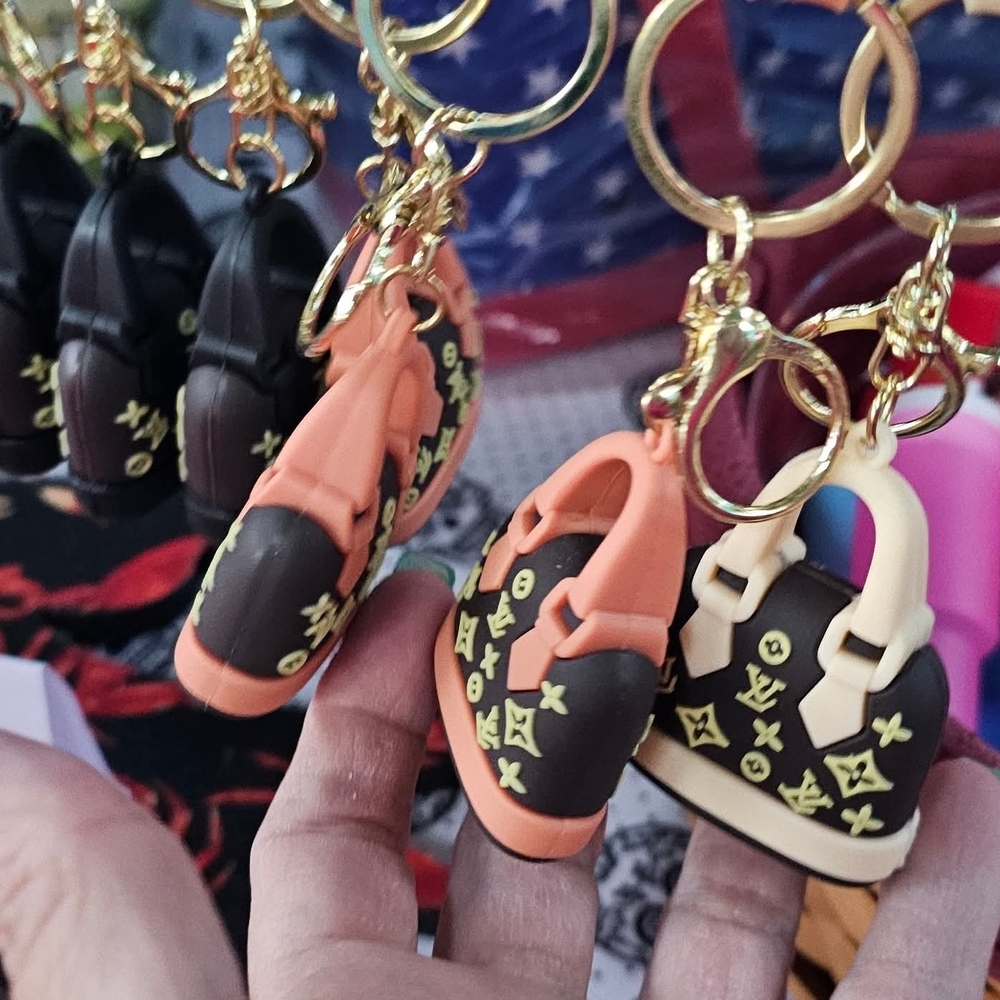 Miniature Bag Keychains with Gold Accents